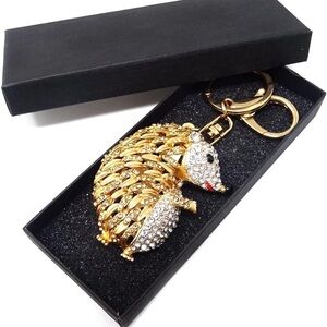 Gold and Silver Hedgehog Keychain, bag charm